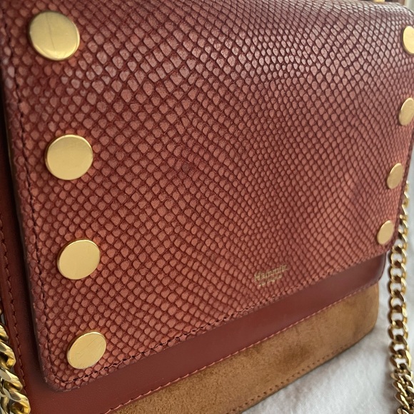 HAMMITT Jeffrey Cardiff Cranberry Leather Bag with Brushed Gold Accents - Picture 2 of 11